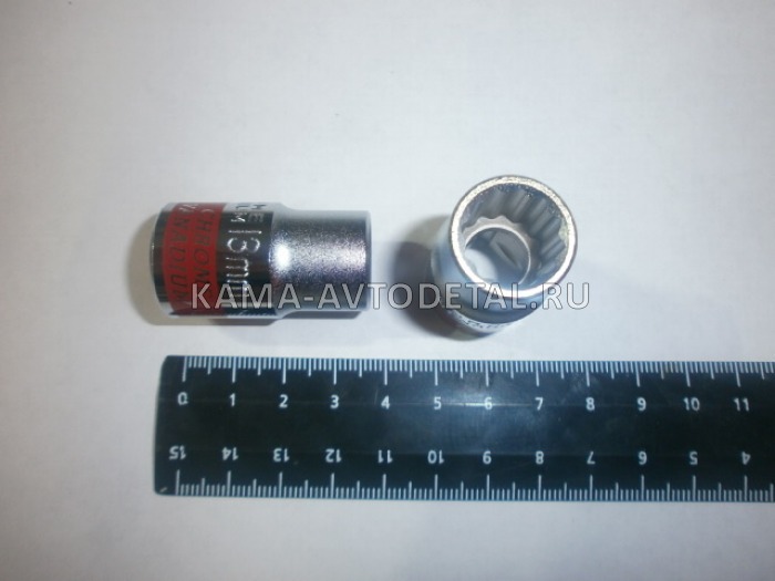 ключ-головка торцевая х13 мм, 12-гранная, CrV, под квадрат 1/2", хром// (13686/354913) 13686