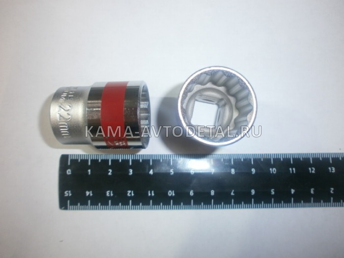 ключ-головка торцевая х22 мм, 12-гранная, CrV, под квадрат 1/2", хром// MATRIX MASTER (13692) 13692