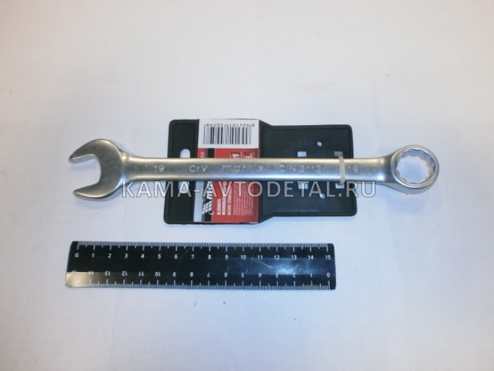 ключ комбинированный, х19 мм., CrV, матовый хром// MATRIX (15115/75519) 15115/75519