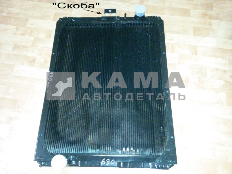 радиатор основной КАМАЗ 65115Ш-1301010-21 (рейсталинг Е3,4 "ЛАТУННЫЙ" ШААЗ) 69х93см ("скоба")