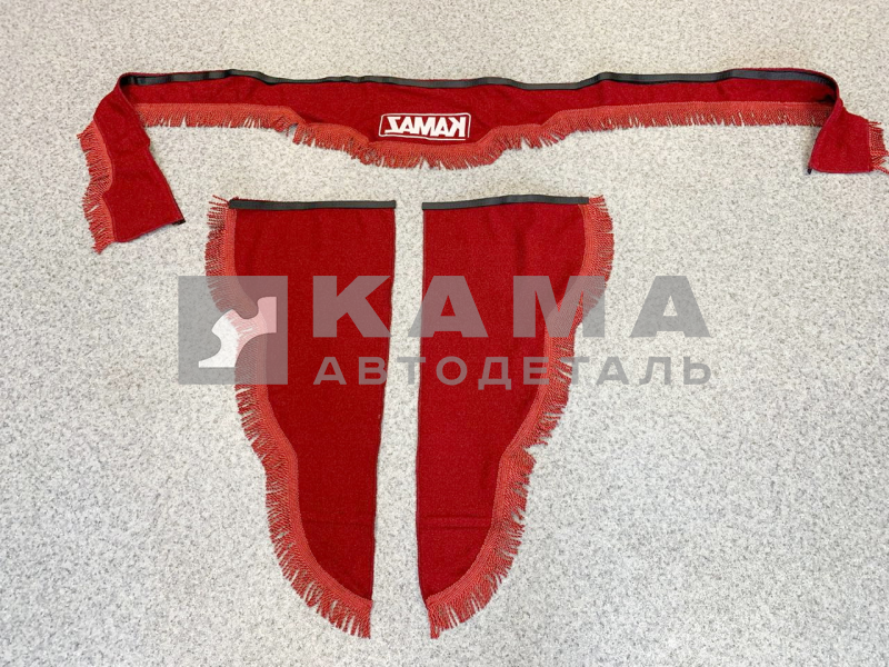 шторы К-Т из 2-х: КРАСНЫЕ (Вышивка!) Лобового+Бокового стекла "КамА"