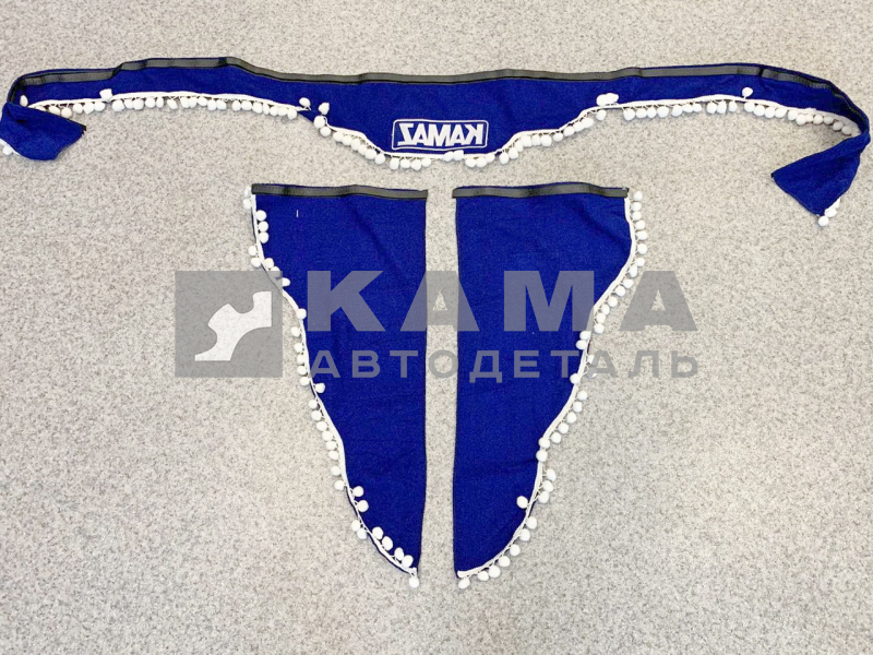 шторы К-Т из 2-х: СИНИЕ (Вышивка!) Лобового+Бокового стекла "КамА"