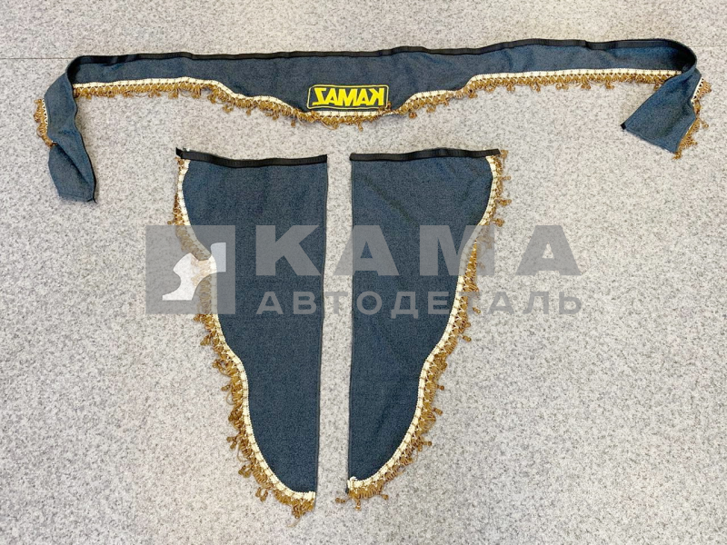 шторы К-Т из 2-х: СЕРЫЕ (Вышивка!) Лобового+Бокового стекла "КамА"