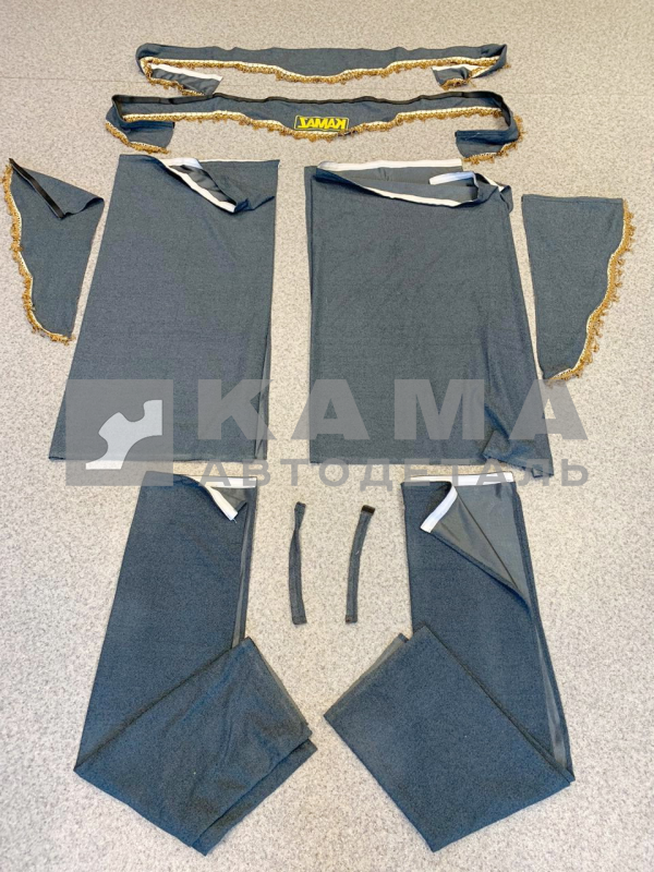 шторы К-Т из 5-ти: СЕРЫЕ (Вышивка!) Лоб.+Бок. стекла+Спальника "КамА"