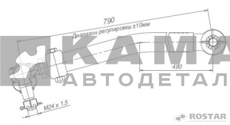 тяга рулевая продольная (сошки) 6520-3414010-11(009-11) (С РЕЗЬБОВЫМ наконеч."кривая")