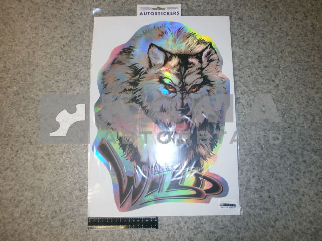 наклейка "ВОЛК-WILD" (50х35 см) голография
