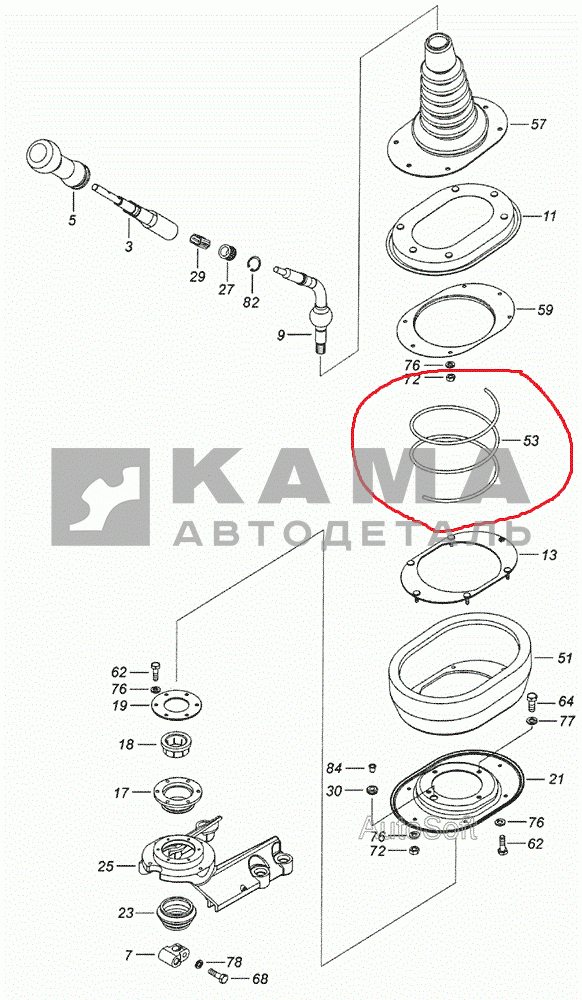 пружина Кулисы ЕВРО - уплотнителя люка 53205-5130018