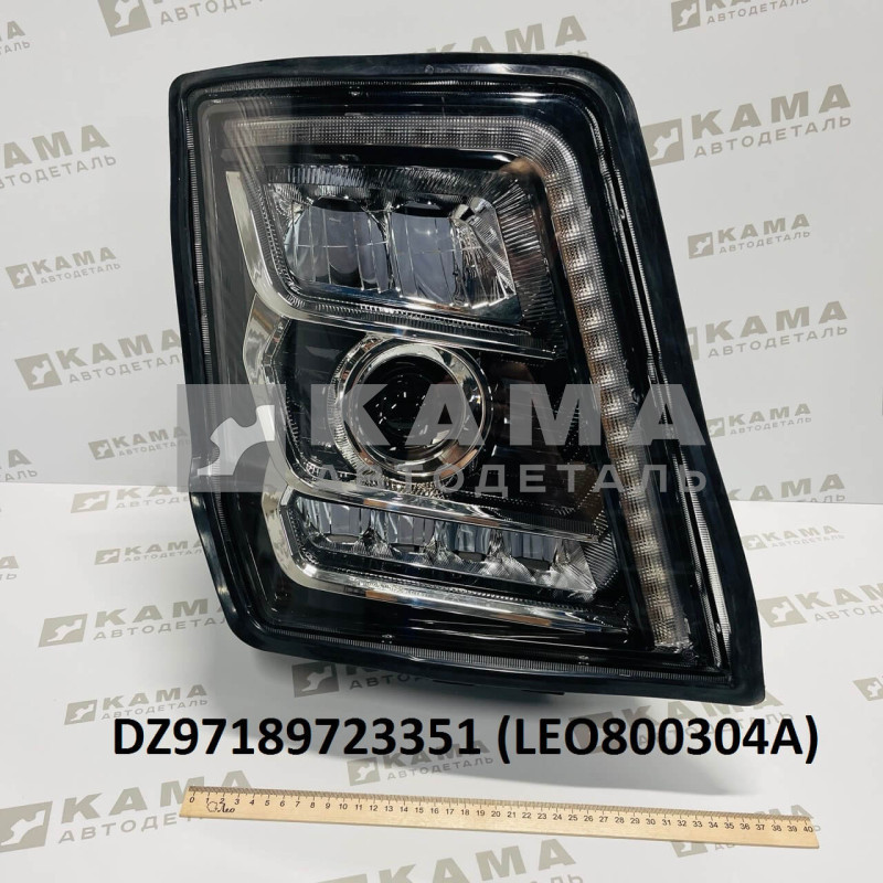 фара (блок-фара) правая в сборе Shacman(Шакман) X3000 (светодиодная, электрический корректор) LEO800304A (DZ97189723361)