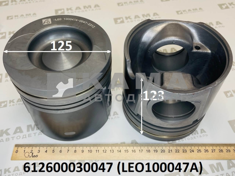 поршень Вичай(Weichai) WP10 (D=125, H=123, Евро-2, 340/380 л.с.) Shacman(Шакман) LEO100047A (612600030047)