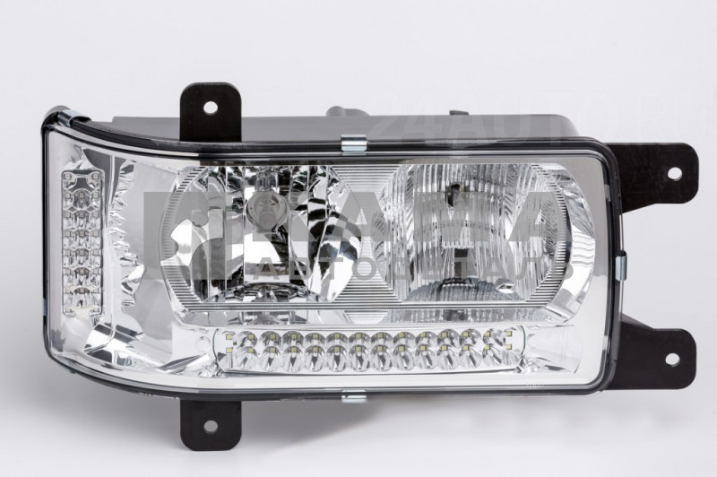 фара (блок-фара) КамАЗ евро-4 Правая ЗАВОД ("хрусталь, светодиод, ДХО") 44.3775