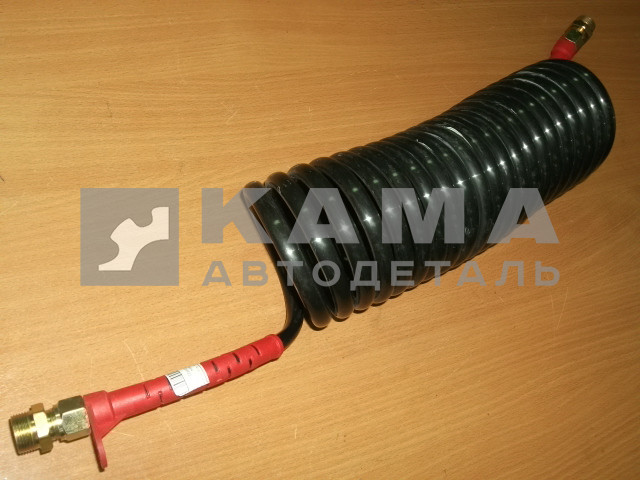 шланг прицепа воздуш. СПИРАЛЬный, М22хМ22, ПОЛИАМИДный (7,5м."упругий":Черный/Желтый/Красный) 1шт