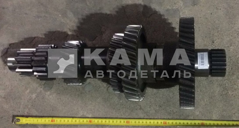 вал КПП промежуточный в Сборе Шестернями 154.1701047 ЗАВОД (нов.обр. L=530мм. Ст.обр.L=543мм снят с пр.)