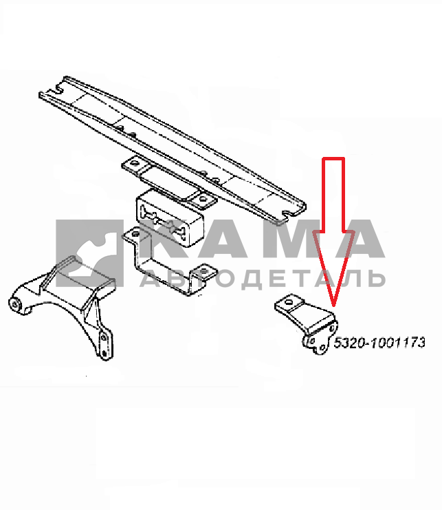 кронштейн двигателя (на КПП ) задней (поддерживающей) опоры 5320-1001173 (на раму)