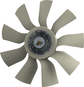 крыльчатка вентилятора Д640 "21-407" В СБОРЕ С МУФТОЙ "Технотрон", загнутые лопасти, Без обечайки (Cummins 6ISBe, 4ISBe) аналог "020004622"