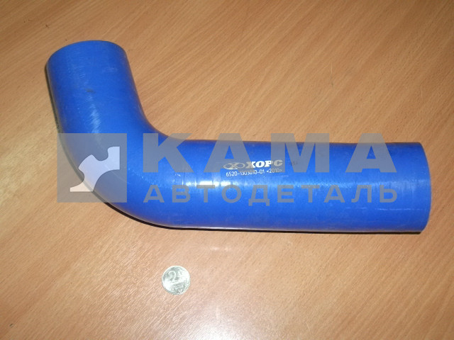 патрубок радиатора 010-6520 СИЛИКОН "ХОРС" верхний (угловой, Д60) 6520-1303010-01 (РТИ)