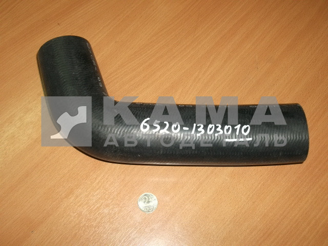 патрубок радиатора 010-6520 черный ЗАВОД верхний (угловой, Д60) 6520-1303010 (РТИ)