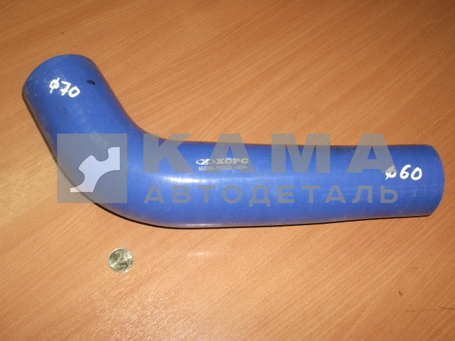 патрубок радиатора 026-6520 СИЛИКОН "ХОРС" нижн.(переменн. диаметр Д60х70, угловой) 6520-1303026 (РТИ)