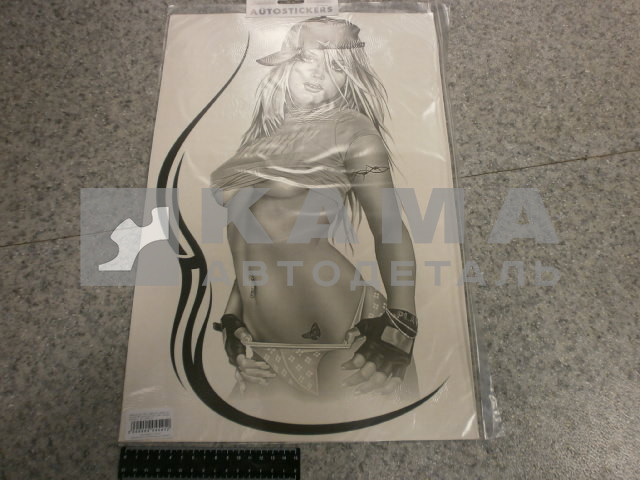 наклейка "ДЕВУШКА ТАТУ" №3 к-т из 2-ух на 2 стороны (35х50 см) на спальник