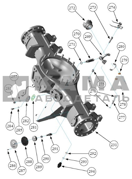 картер моста Среднего ("чулок"-балка) МАДАРА 320-01.00.00 (627-01.00.00)