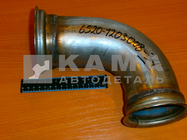 труба приемная - УГОЛ от турбины Евро-4 "хомуты" 6520-1203008-34 ЗАВОД