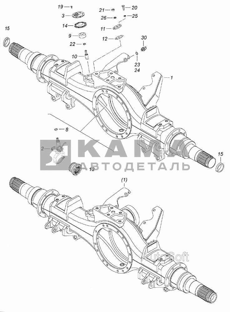 картер моста Среднего ("чулок"-балка) 6520-2501009(07)