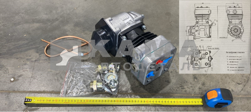 компрессор 1 цил. ЗАВОД (выходы М26иМ26, замена 2-х цил. с р/к) 53205-3509015-05! "Айк-Мото"