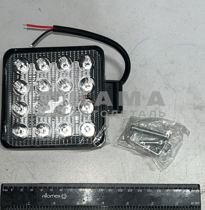 противотуманка СВЕТОДИОД. 16 LED 48W 12-24V (метал. квадрат G001-20мм)