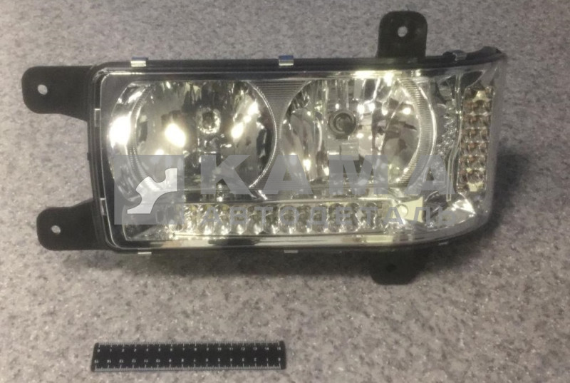 фара (блок-фара) КамАЗ евро-4 Левая АНАЛОГ ("БЕЗ линзы, светодиод, ДХО") 441.3775