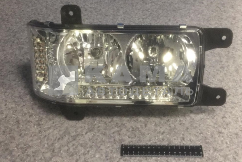 фара (блок-фара) КамАЗ евро-4 Правая АНАЛОГ ("БЕЗ линзы, светодиод, ДХО") 44.3775