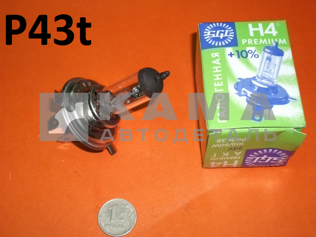 лампа фарная Н4 24х100х90 (80) 24V 100/90W P43t галоген 54450 ЭКОНОМ