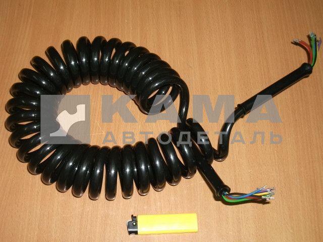 провод (кабель) электрич. прицепа СПИРАЛЬный БЕЗ вилок ЗАВОД (черный полиамид) 5992-356507-00