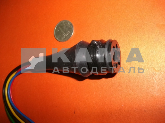 разъем на задние фонари ЕВРО круглый "ШТЕКЕР" (клеммы "мама") от маш. (с защелкой, с провод.) СЦАЗ-2-6Р