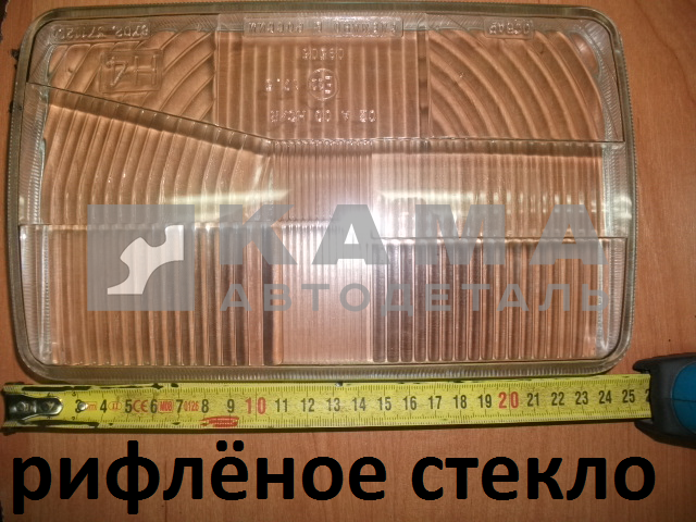 стекло фары ЕВРО (укороченное, 25см) РИФЛЁНОЕ стекло "вклеиваемое" 8702.3711201
