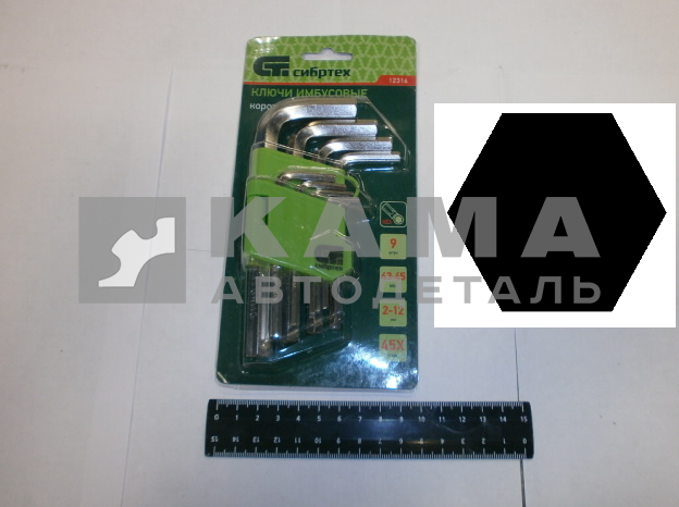 набор ключей имбусовых HEX, 2-12 мм., 45 х, к-т 9 шт, закаленные/ ШЕСТИГРАННИК (12316/657009)