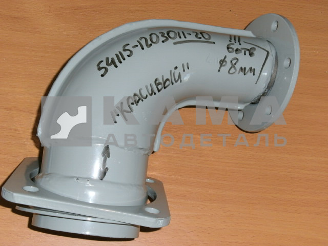 труба приемная - УГОЛ от турбины 6 отв. "УДЛИНЕННЫЙ низ" Эконом (54115-1203011-20)