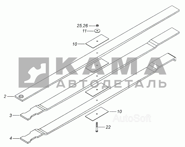 рессора передняя 65115-2902012-10 (3 листа, ширина 90мм)