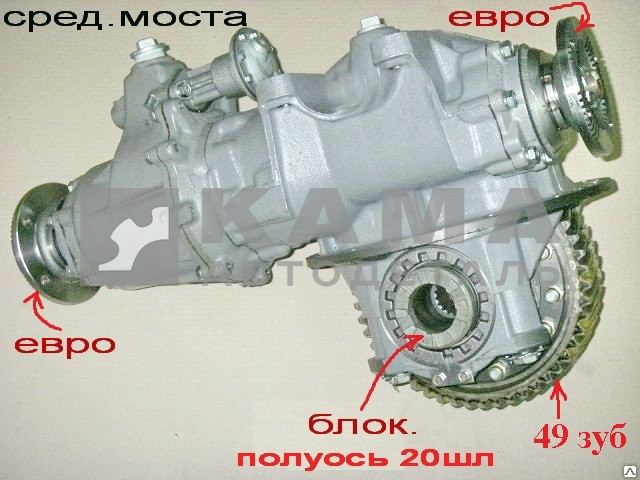 Редуктор среднего моста 49з. 20шл, С Блок ЕВРО (капремонт ГАРАНТИЯ 3мес.)53229-2502011-10