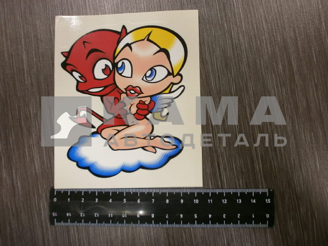 наклейка "АНГЕЛ + ДЕМОН" (10,5х12,5 см)