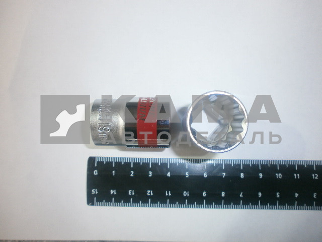ключ-головка торцевая х19 мм, 12-гранная, CrV, под квадрат 1/2"/ (13691/354919)