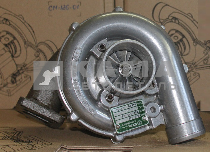 ТурбоКомпрессор К27-145-02 Е-2 ОРИГИНАЛ Левый (10 шпилек М8,10) CZ Strakonice-Чехия