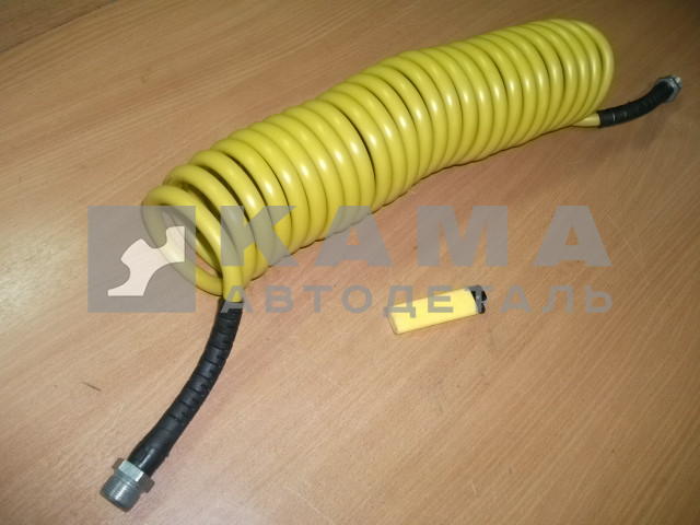 шланг прицепа воздушный СПИРАЛЬНЫЙ, штуцера М22хМ22 (ДЕШЕВЫЙ, красный или желтый, длинный) 1шт