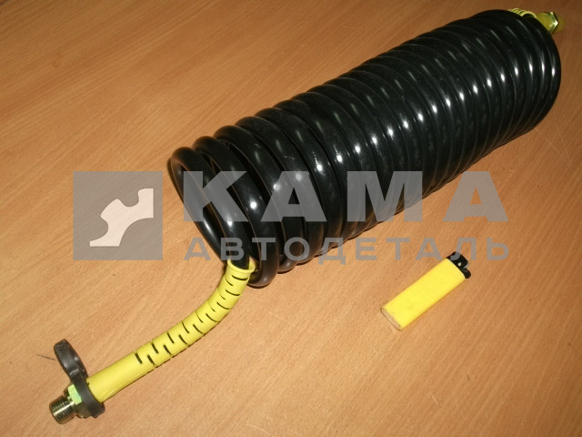 шланг прицепа воздушный СПИРАЛЬНЫЙ, штуцера М16хМ16, ПОЛИАМИДный, ("упругий"-WABCO, Черный/Красный или Желтый 1шт