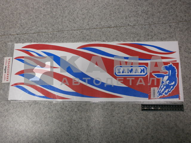 наклейка "КАМА графика" к-т из 2-ух на 2 стороны (25х70 см) языки пламени, полоски на дверь