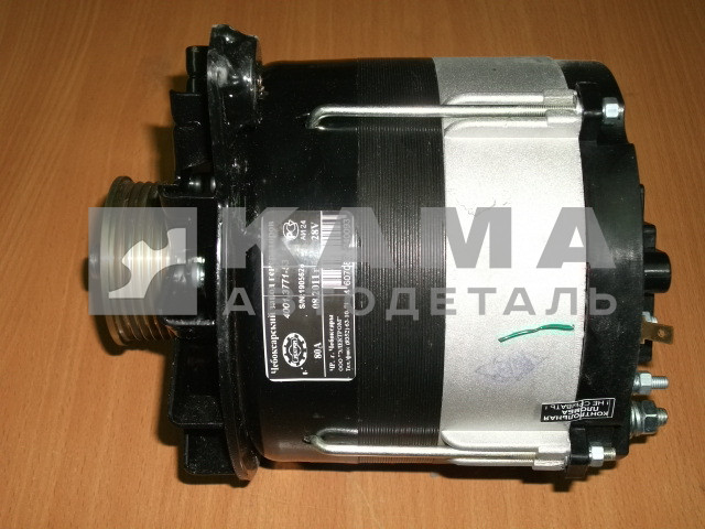 генератор 4501.3771-53 (6-ти руч.шкив, бол-чер) 28V-80А. (GILBER/АТЭ) ан. 3142;3122;6582 296.124