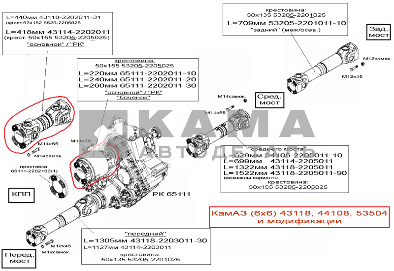 вал карданный РК евро L=240мм 65111-2202011-20 (Торц.шлицы, Больш.фланцы, "БОЧЕНОК", от КПП до РК)