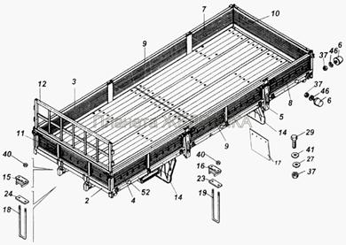 платформа (кузов) бортовая (ЕВРО, длина 6м.) 43118(53215)-8500010 (в сборе, без каркаса)*