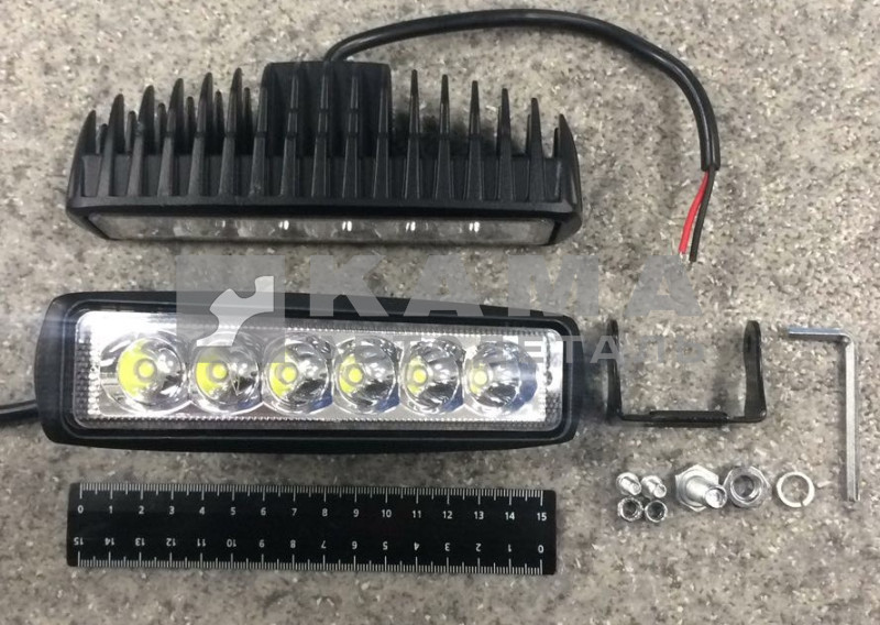 противотуманка СВЕТОДИОД. 6 LED CK-WE 06/03Y (метал. однорядная, белая)