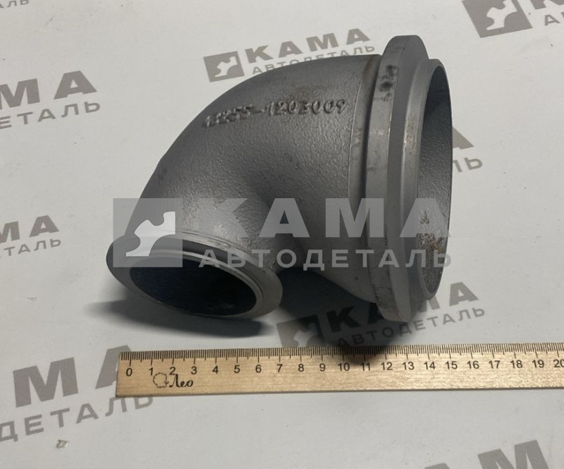 труба приемная - УГОЛ от турбины Евро-4 "хомуты" 43255-1203009 ЗАВОД*