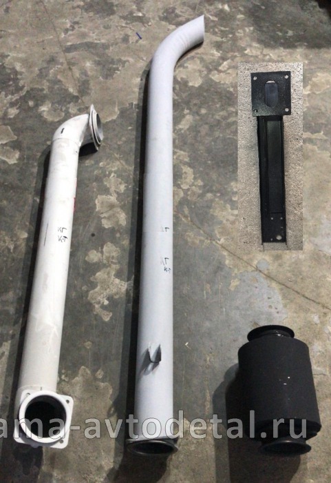 труба глушителя -"верхний выхлоп" к-т на а/м КамАЗ 43118 (ЗАПАСКА ЗА КАБИНОЙ) 