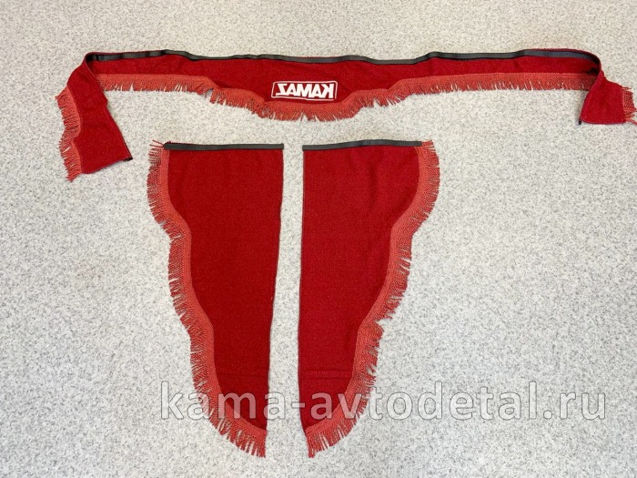 шторы К-Т из 2-х: КРАСНЫЕ (Вышивка!) Лобового+Бокового стекла "КамА" 20012